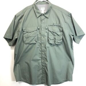 LL Bean Buzz Off Shirt Mens 2XL Green Short Sleeve Outdoor Fishing Vented Camp